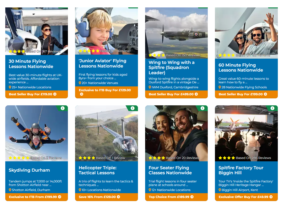 Bestselling Flying Experiences